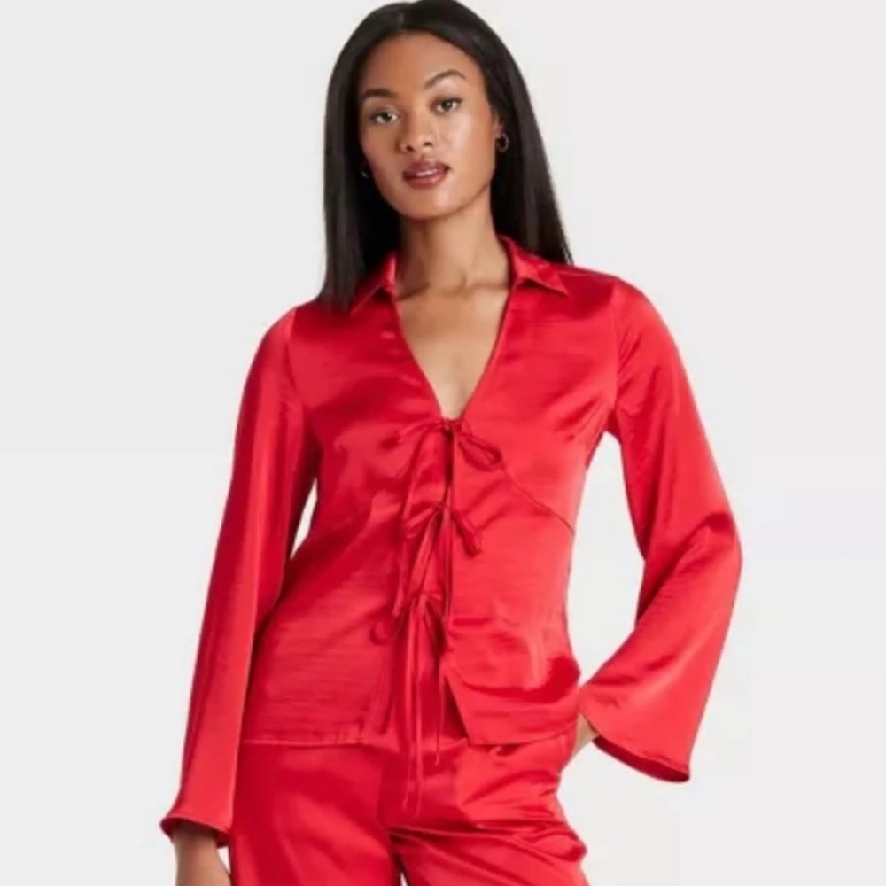 Target Red Satin Blouse A New Day